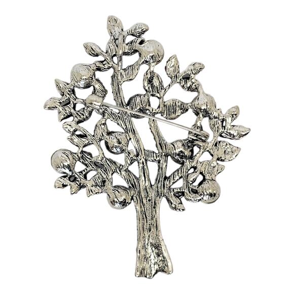 Silvertone Antiqued Fall Leaves Multi-Color Tree of Life Brooch Pin Pendant - Picture 3 of 3